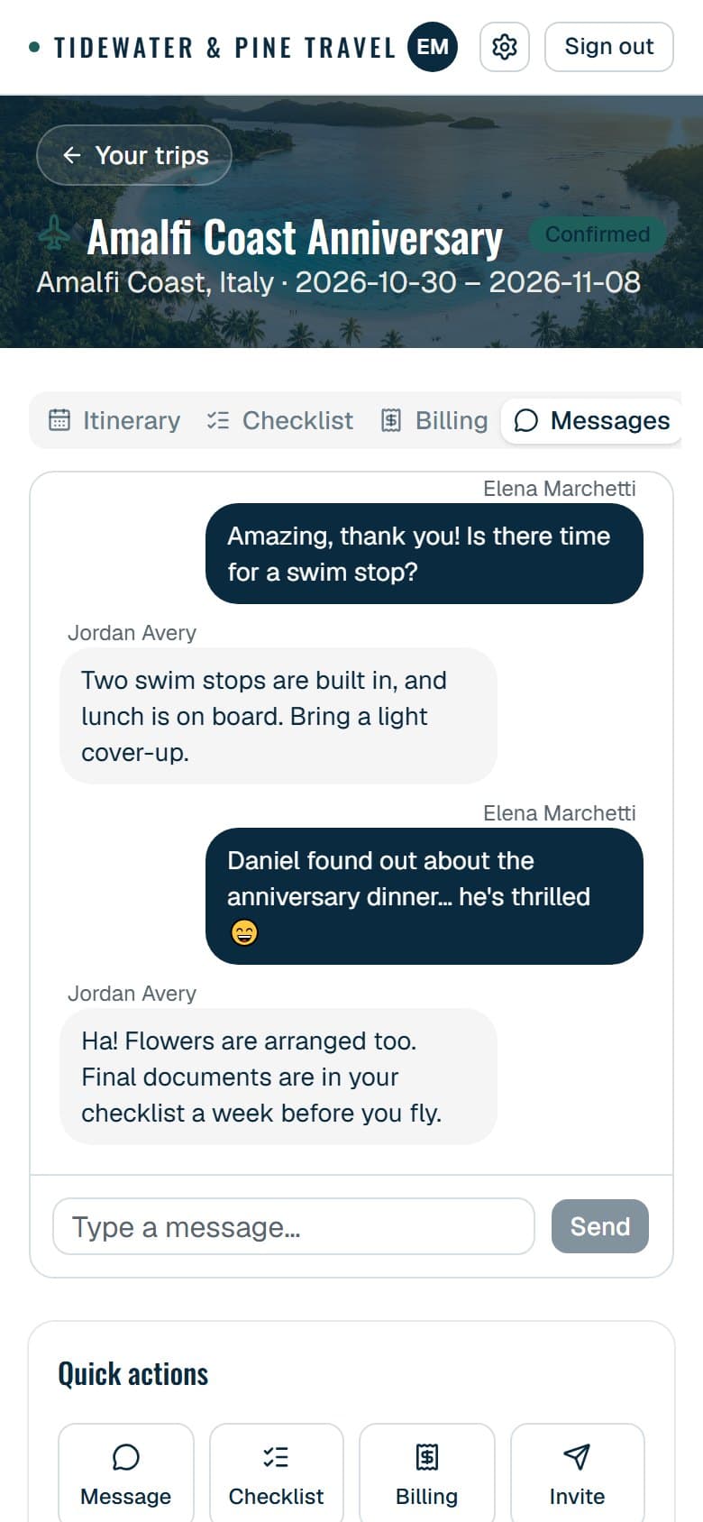 A client's chat with their advisor